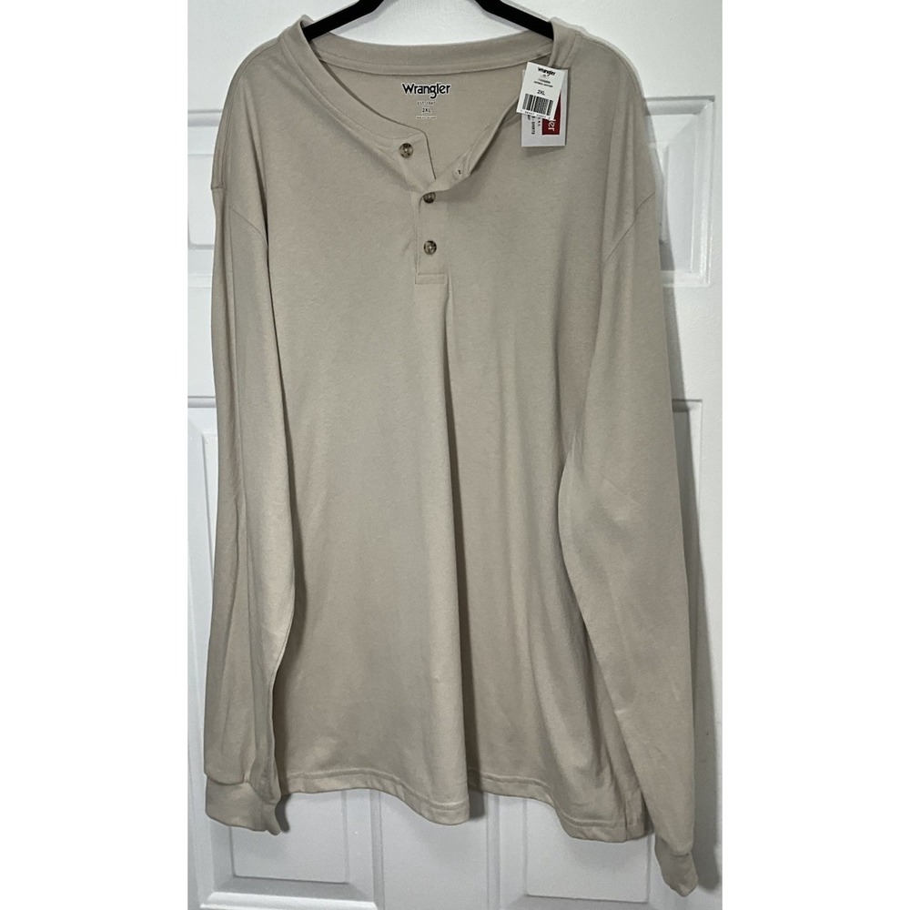 Wrangler Oatmeal Heather/ Tan Long Sleeve 1/4 Button Soft Pullover Men's XXL